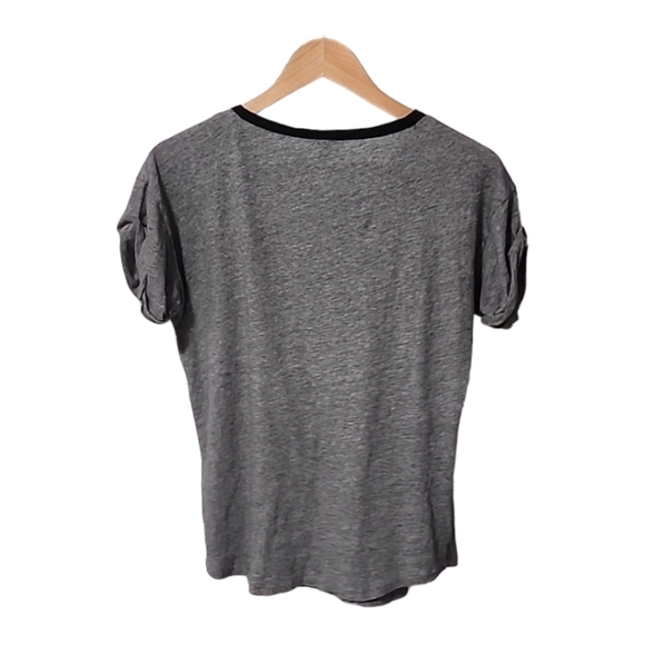 J. CREW Gray Black Bow Applique Tee S Heather Grey Silk Trim Holiday 2014 - Picture 4 of 12